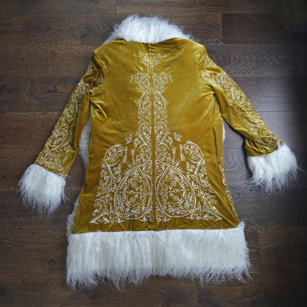 Free People Moon Glow Velvet Embroidered Penny Lane Fur Coat - Picture 11 of 12
